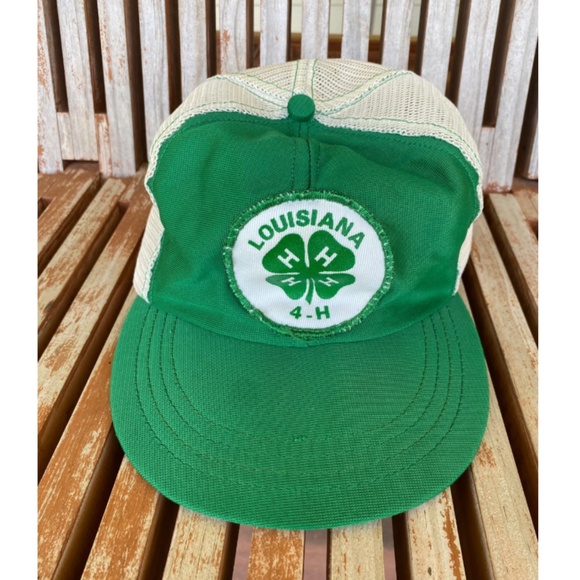 Vintage Mid Century Kelly Green Louisiana 4-H Trucker Hat - Adjustable - Small - Picture 6 of 7